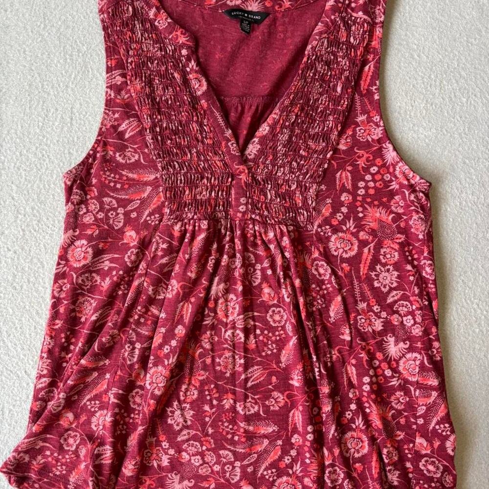 Lucky brand red floral blouse